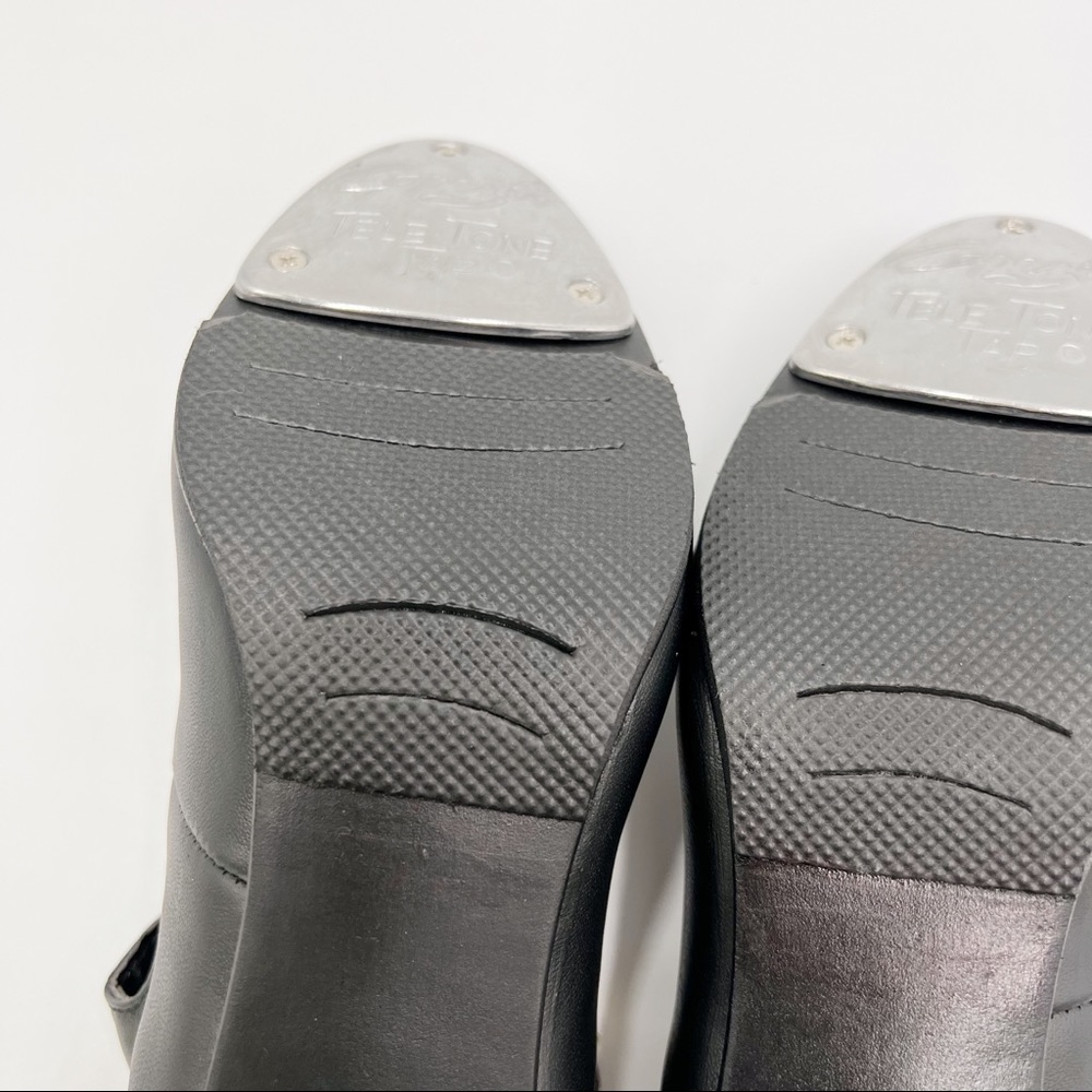7.5W 7.5 WIDE Capezio 657 Manhattan Xtreme Black Leather Tap Dance Shoes Heels - Picture 10 of 14